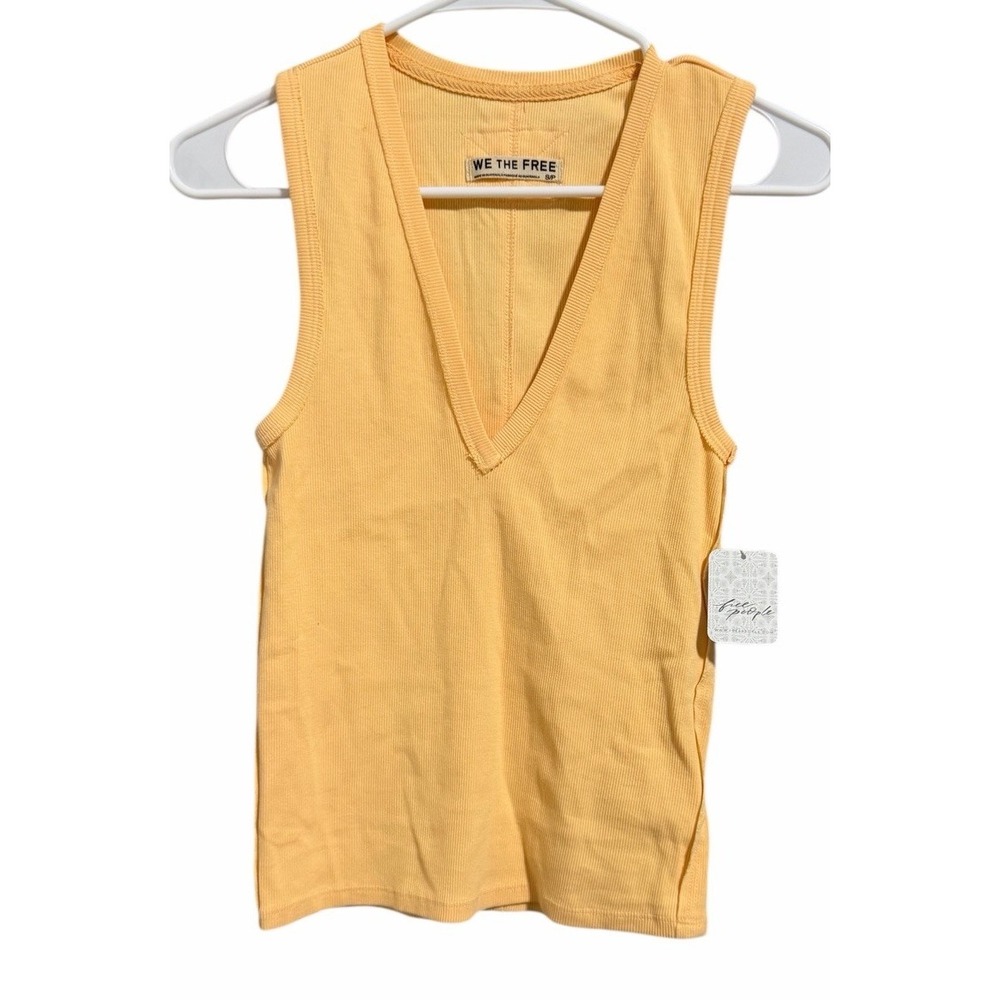 Free People We The Free Neria Deep V-Neck Tank Apricot Sherbert Women's Size S